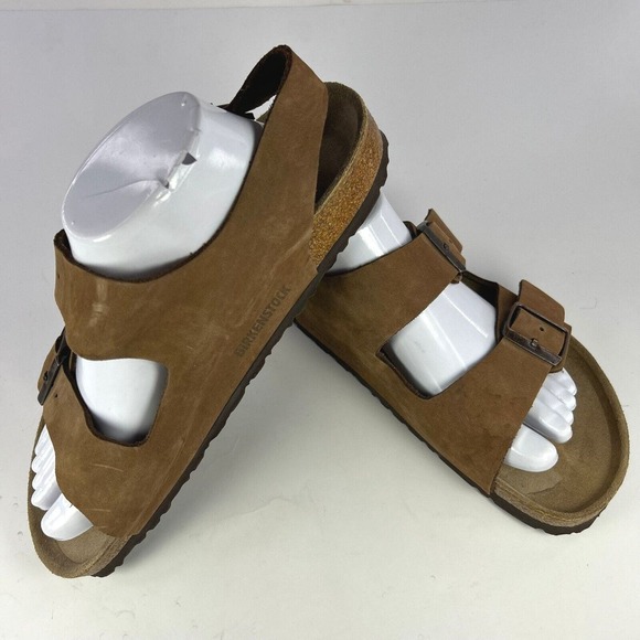 Birkenstock Milano Women's Slingbacks US 10 Brown Leather Birko-Flor Sandals - Picture 3 of 10